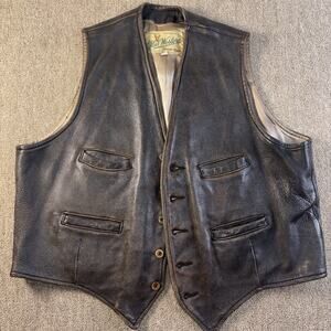 Vintage Mid Western Men’s Leather Vest Size 48 Brown Cowboy